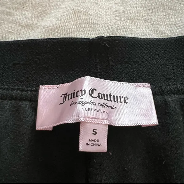 90s Juicy Couture Black Velour Cozy Sleep Shorts Rhinestone Embellishments Y2K S - Image 3