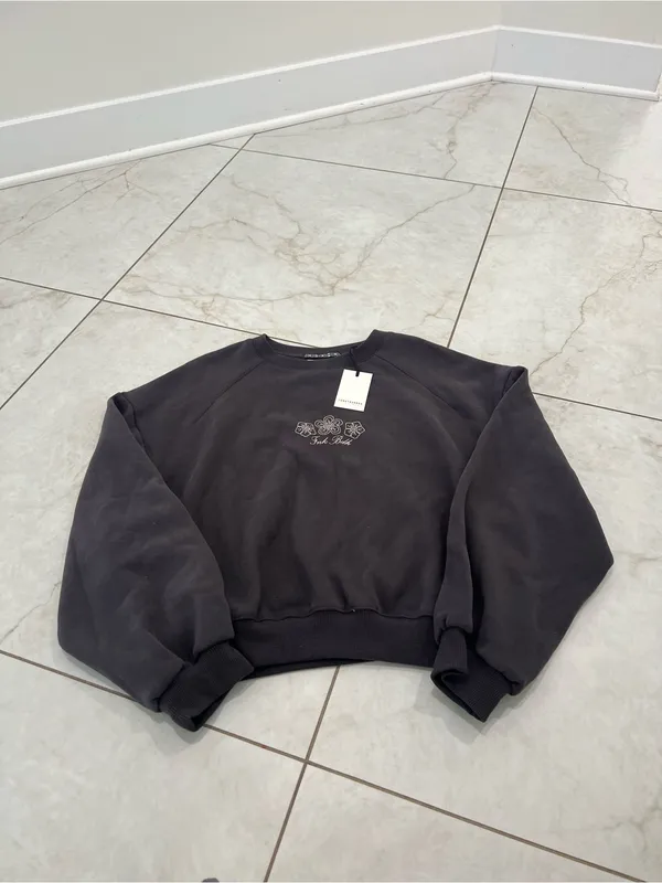 NWT Funky Buddha Anthracite Cowgirl Club Sweatshirt Size Small - Image 2