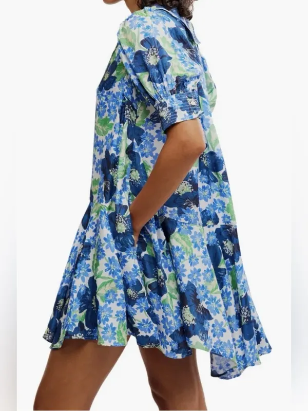 NWT Free People Moon Chaser Tiered Floral Puff Sleeve Collared Shift Minidress - Image 7