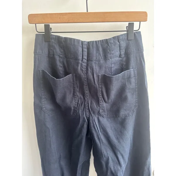 Maeve Anthropologie The Colette Magic Fabric Wide Leg Crop Pants Size‎ 4 Linen - Image 5