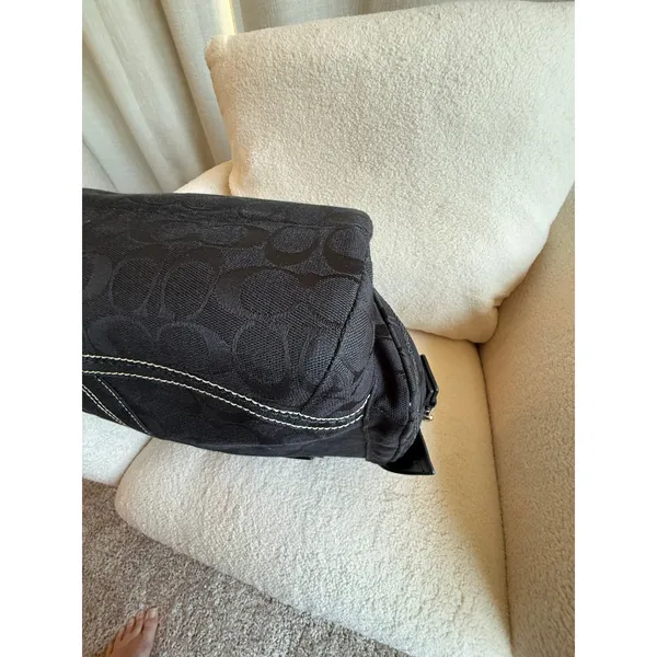 Coach Soho Tote Bag Women's Black Canvas Casual Signature Monogram Multi Pocket - Image 14
