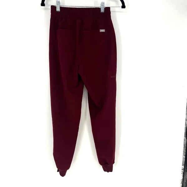 FIGS Zamora Jogger Scrub Pants Burgundy Drawstring XXS Women's - Image 2