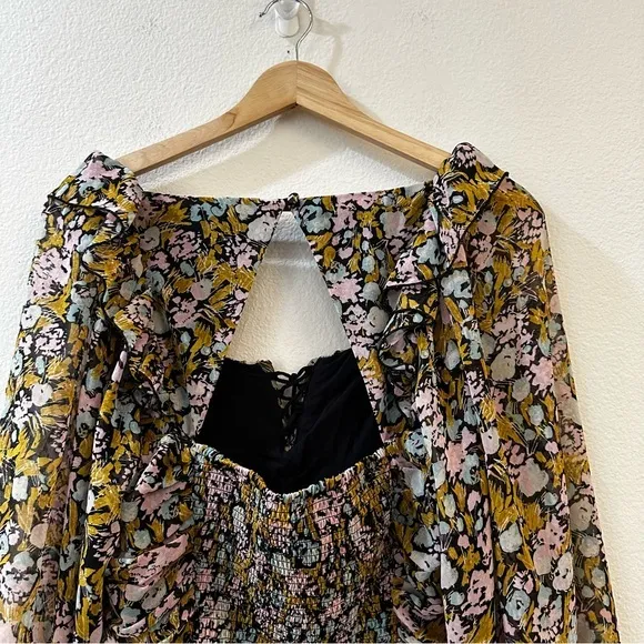 Free People Mabel Printed Blouse in Black Combo Size Small‎ Floral - Image 9