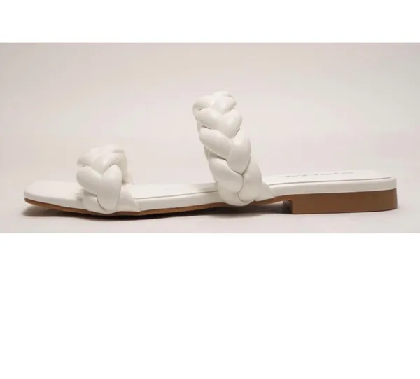 White Vegan Leather Braided Sandal Size 6 - Image 3
