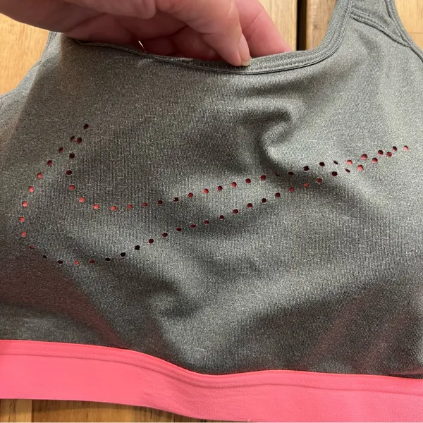 Nike Dri-FIT Sports Bra Gray & Pink Size L - Image 2
