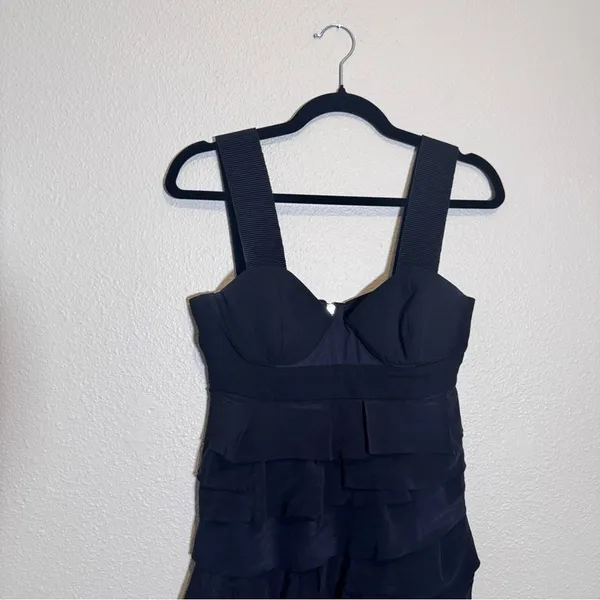 Alexander Wang Black Silk Bustier Silk Mini Dress Womens 4 Ruffled Tiered Goth - Image 3