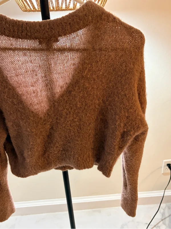 wild fable Cozy purple Fuzzy Cropped Button Cardigan - Image 6