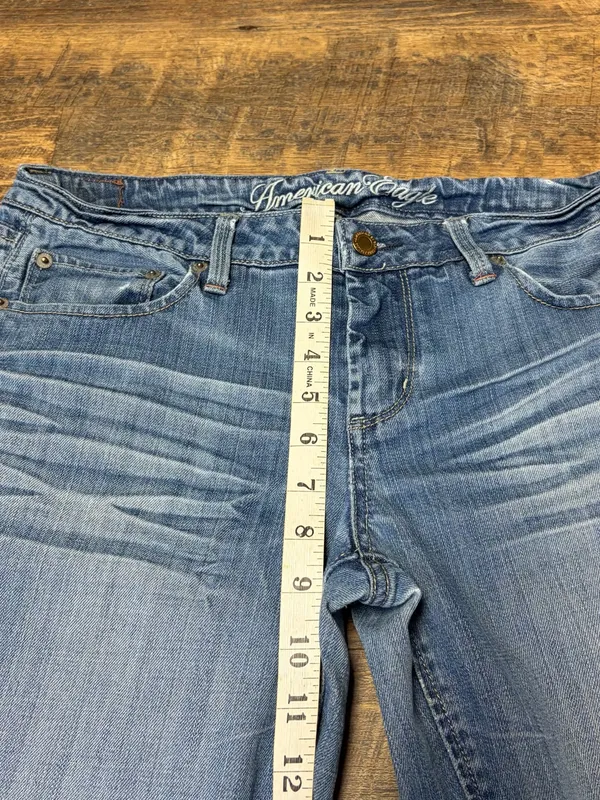 Vintage Y2K American Eagle True Boot Jeans Low Rise Womens 8 Blue Denim Distress - Image 5