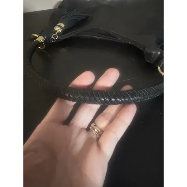 Vintage Great American Leatherworks Black Leather Shoulder Bag Purse Tassel - Image 8