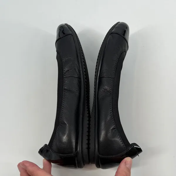 Josef Seibel Size 40 Black Leather Cap Toe Ballet Flats Double Air‎ Reaction - Image 5