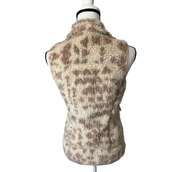 Patagonia Retro-X Fleece Vest Womens XS Leopard Print Tan Brown Full Zip Sherpa - Image 8