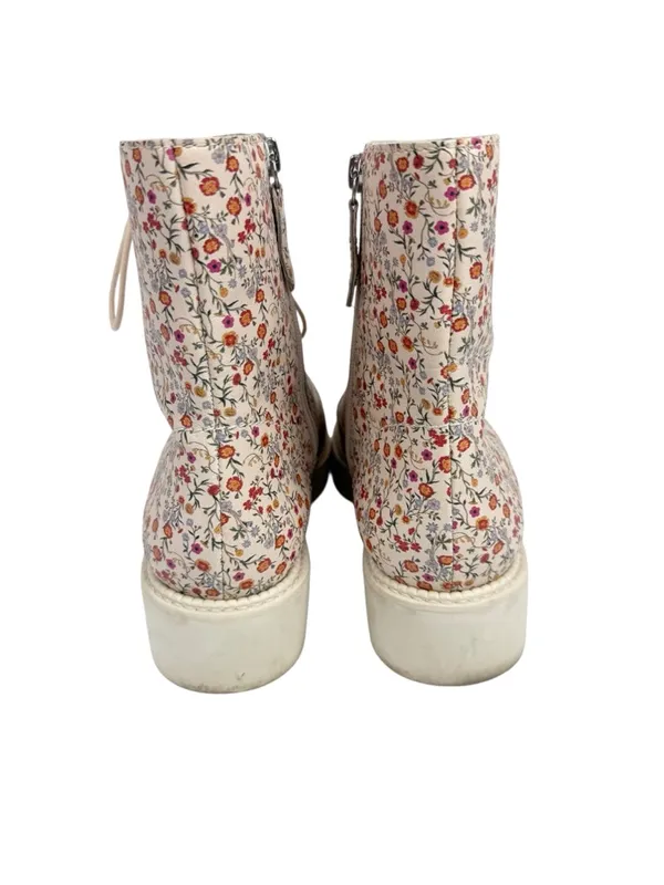 Schutz McKenzie Napa Mini Floral Lace Up Zipped Combat Boots Cream Size‎ 8.5 - Image 5