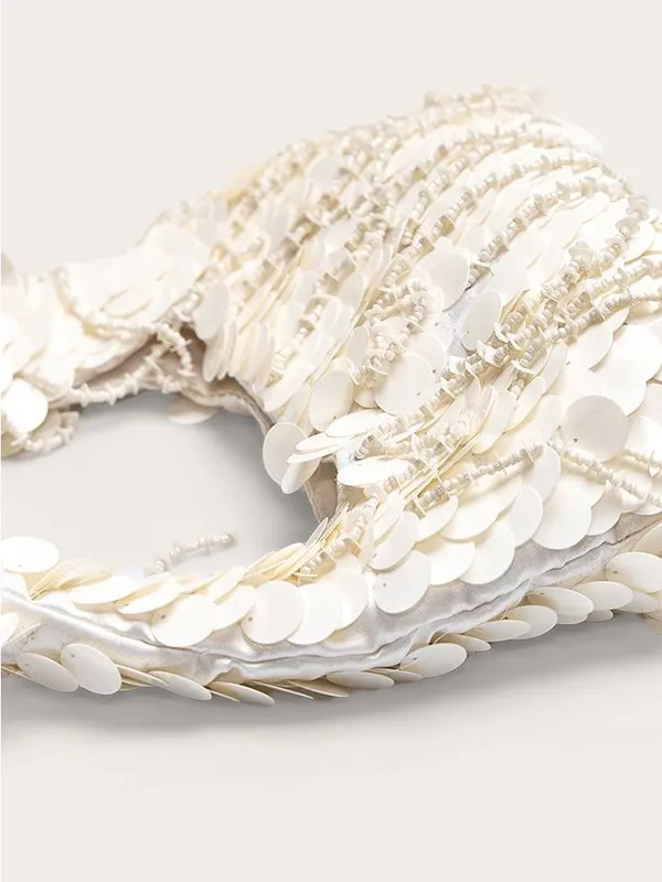 Pretty Little Thing Sequin Shaggy Mini Bag White OS NWT IN PACKAGE - Image 3