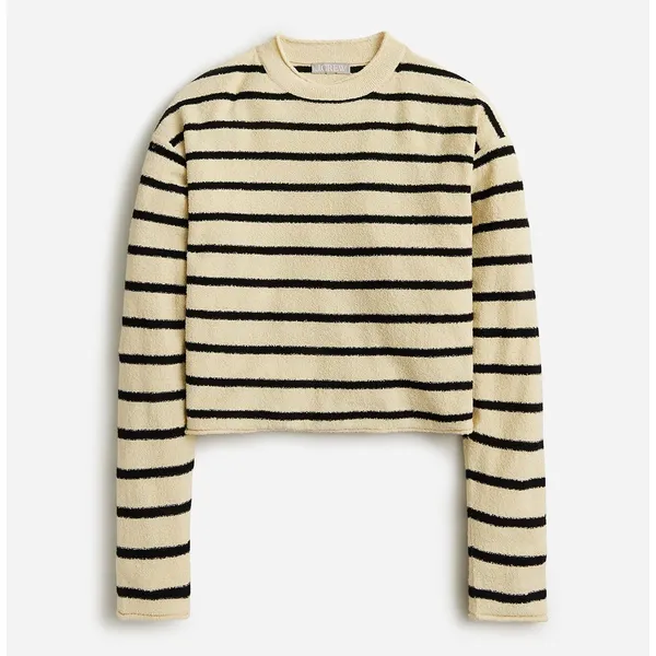 J.Crew Cropped Boucle Rollneck Sweater Striped Cotton Blend Nautical XXL NWT - Image 3