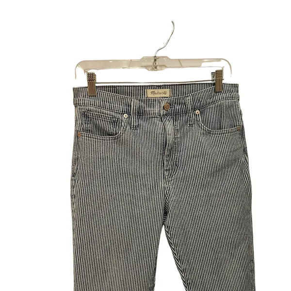 Madewell Blue White Denim Stretch Piper Striped 9" Mid-Rise Skinny Jeans Size 28 - Image 6