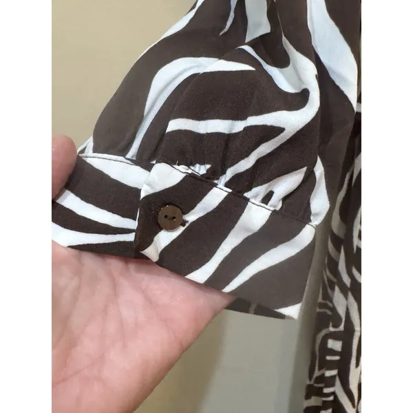 Only Leva Dress15249831 Brown Zebra‎ Belted Shirtdress Size Large Midi - Image 4