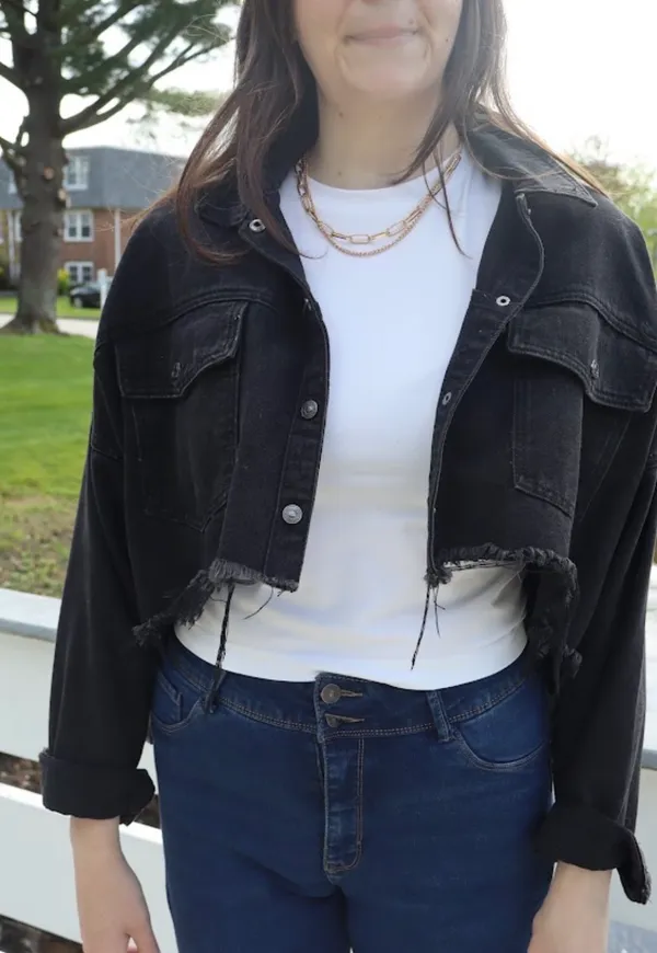 Windsor Raw edge black denim jacket - Image 2