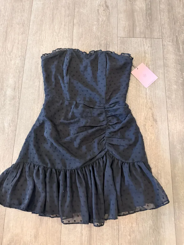 Hello Molly Black Strapless Ruffled Mini Dress - Image 6