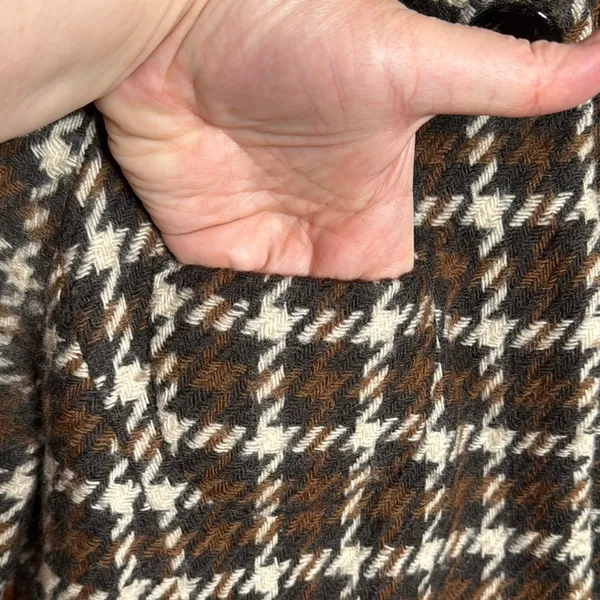 Banana Republic Brown Plaid Houndstooth Wool Blazer Jacket Short Sleeve Sz Small - Image 6