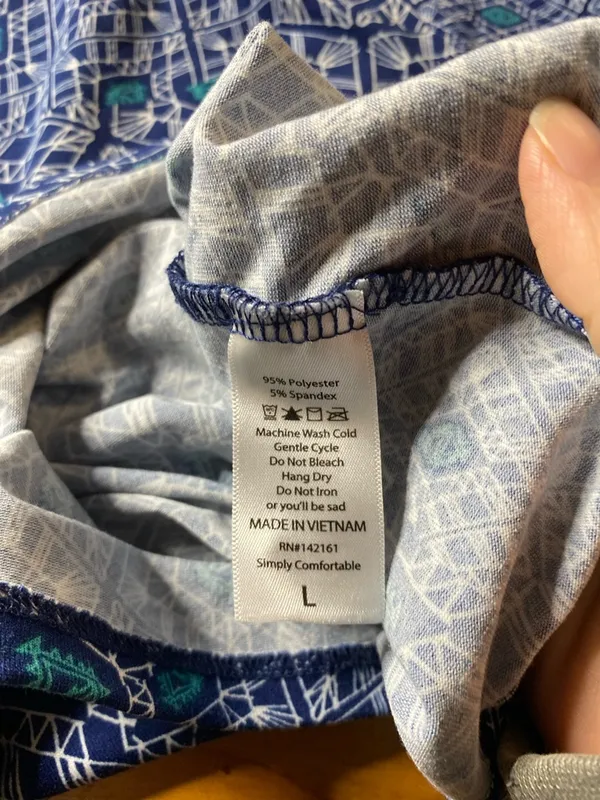LuLaRoe Blue and Teal Geometric Short Sleeve Top - Image 7