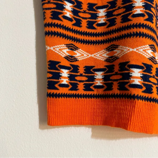 Denver Broncos NFL Aztec Print Orange Sweater Vest Medium Football Fall Preppy - Image 4