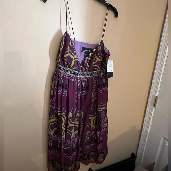 NWT nicole miller silk purple dress‎ 4 - Image 2