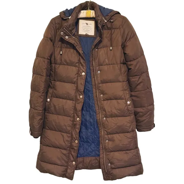 Vintage Y2K Abercrombie Puffer Jacket Hooded Parka Coat Womens M Brown Bella - Image 3