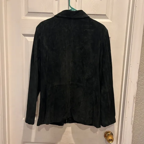 St. Johns Bay Womens XL Black Washable Suede Leather Full Zip Collared Jacket - Image 6