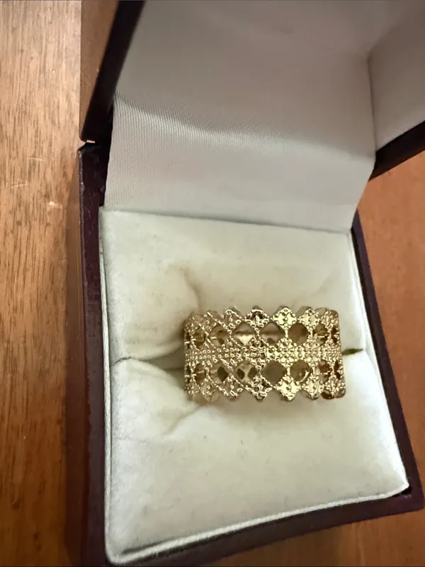 Textured Openwork Gold-Tone Band Ring for Women Size 6 1/4 - Image 4