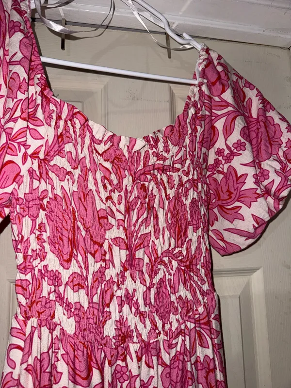She + Sky Pink & White Floral Maxi Dress - Image 6
