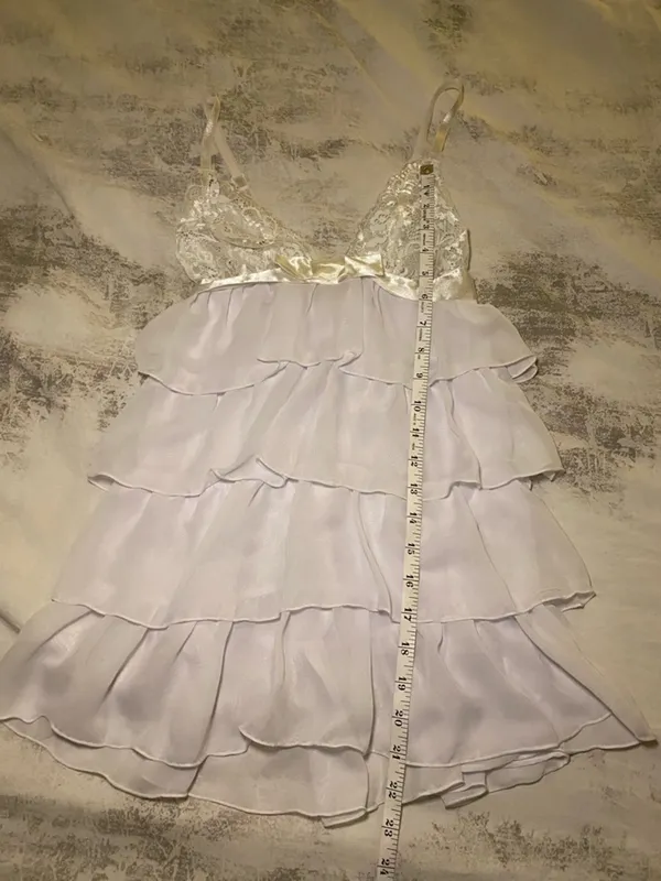 Dreamgirl Bridal Bliss Chiffon Tiered Babydoll Chemise - Image 8
