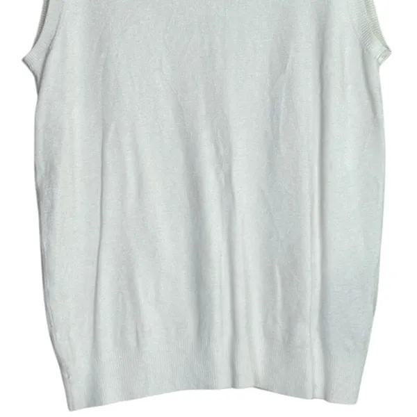 Zara Ribbed Hem Soft Knit Sleeveless Crew Neck Stretch Tank Top Small White - Image 4