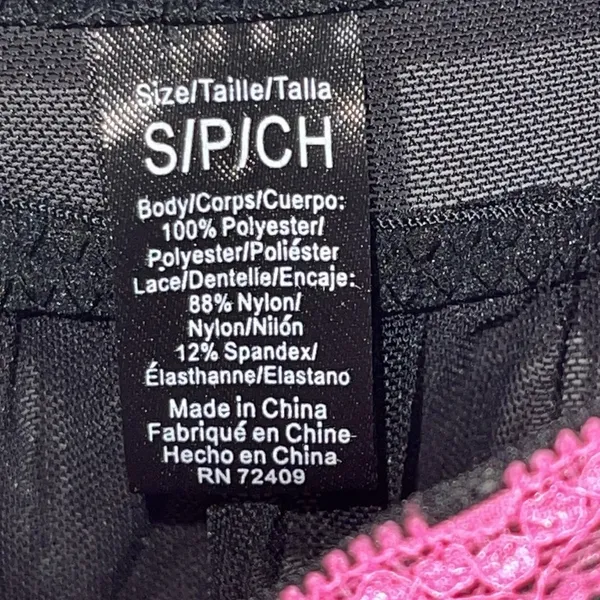 Sexy Lingerie Black w/ Pink lace Size Small - Image 4