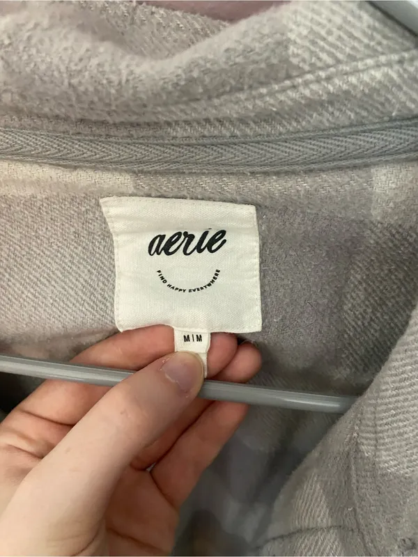 aerie Gray and White Plaid Shirt - Image 2
