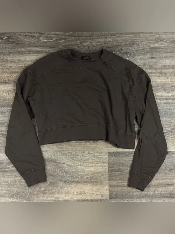 Nuuds Brown Crop Crewneck Sweatshirt Women’s Small - Image 2