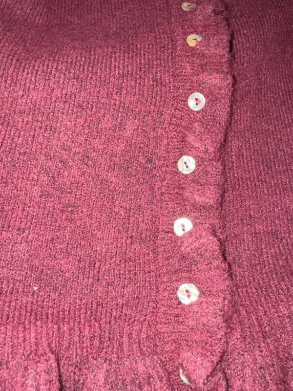 Jason Wu Burgundy Button-Front Ruffle Hem Cardigan - Image 3