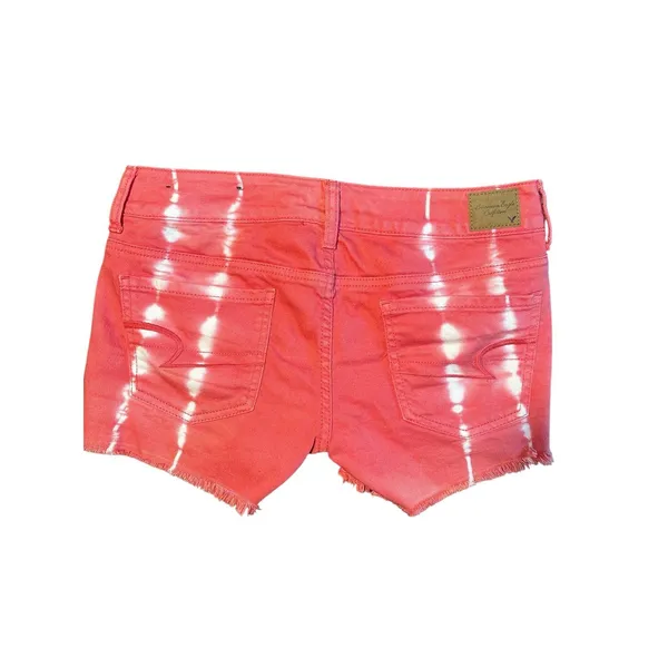 American Eagle Jean shorts Pink Womens Size 4 Stretch Tie Dye Y2K - Image 2