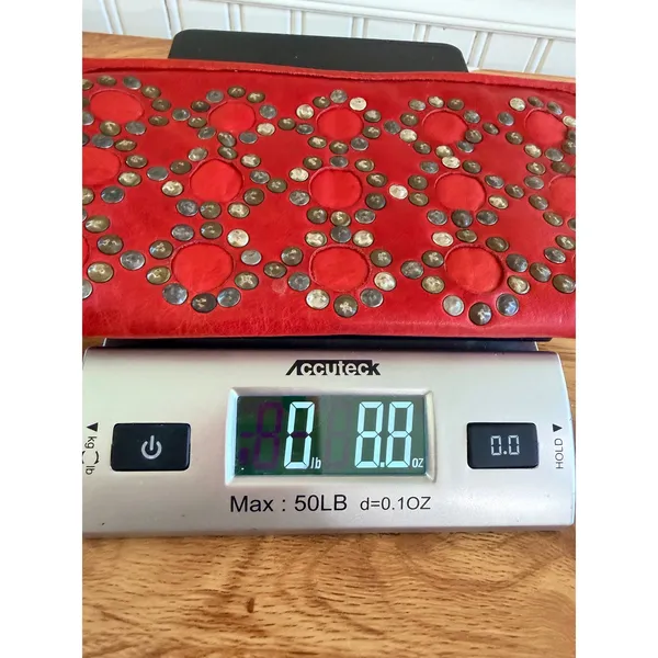Rustic Red‎ Leather Studded Zip Around Continental Wallet Large Boho Festival - Image 11