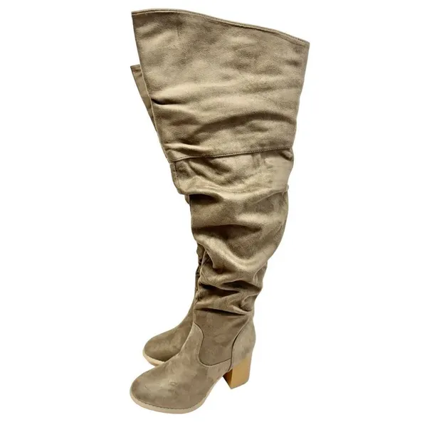 Journee Collection Over The Knee Boots Size 6 Vegan Leather Block Heel Round Toe - Image 2