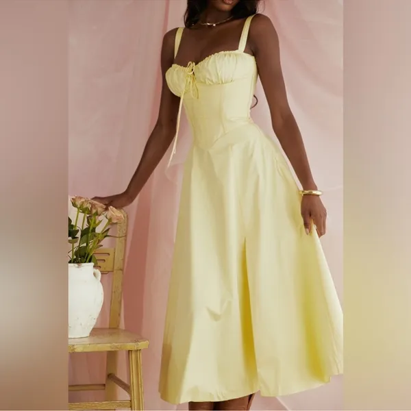 NWOT HOUSE OF CB 'Carmen' Buttercup Bustier Corset Yellow Sundress Sz XS - Image 5