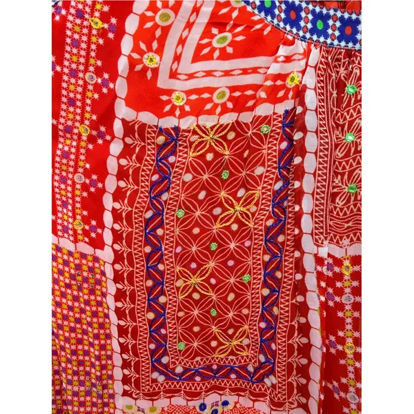 Tanvi Kedia Anthropologie Patchwork Beaded Maxi Dress Orange Red Size M AS IS - Image 5