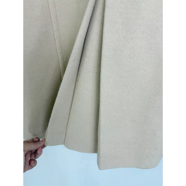 Lands End 16P Beige Wool Blend Car Coat Hidden Button Stand Collar Minimalist - Image 9