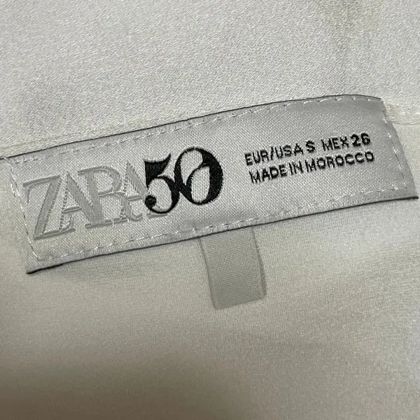 Zara White Silky Satin Sleeveless One Shoulder Asymmetrical Tunic Mini Dress S - Image 4