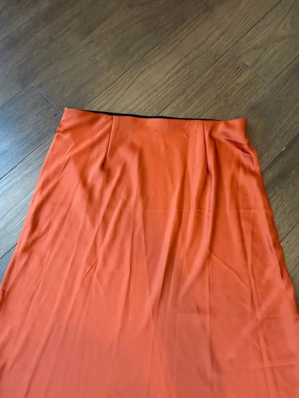 Silk Women's Orange A-Line Midi Skirt Large - C30-030 - Image 3