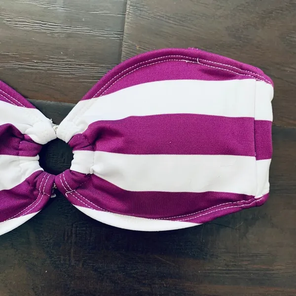 Target Xhilaration Bandeau Bikini Top - White & Purple Stripes | Size: S - Image 3