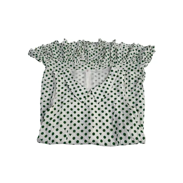 Handmade Green‎ Polka Dot Peter Pan Collar Sleeveless Mini Dress Cottagecore - Image 8