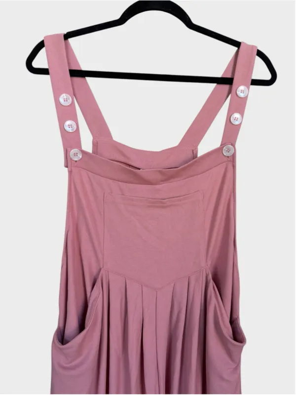 Size 1X Halara Adjustable Strap Plicated Waffle Casual Overalls Rose Tan - Image 3