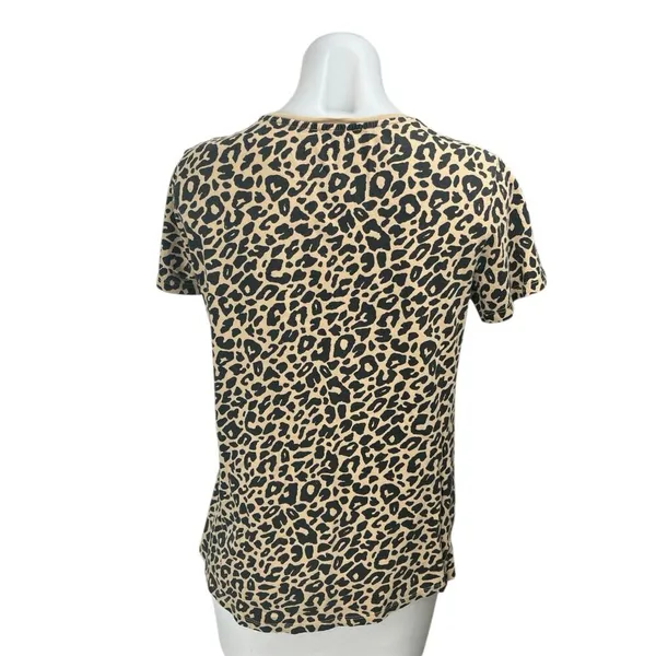 Zara Women's Beige Black Leopard Animal Print Short Sleeve T Shirt Tee Top Sz M - Image 2