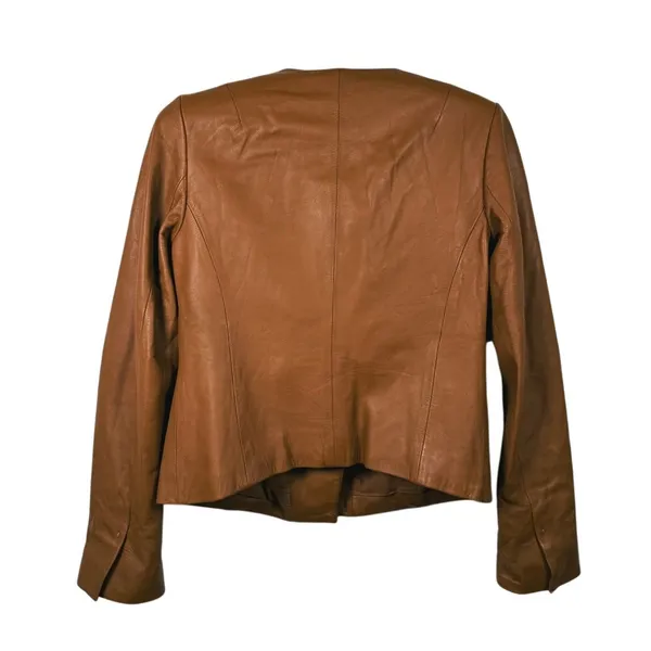 Vince Lamb Leather Moto Jacket Womens Size XS Walnut Camel Old Money Luxury Fall - Image 4