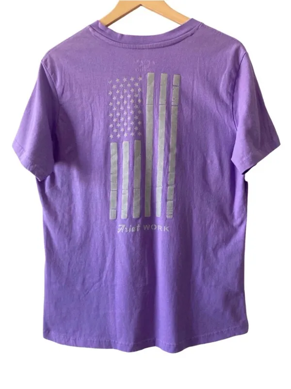 Ariat Rebar Work American Flag Purple V-Neck Tee Women's Large - Image 8